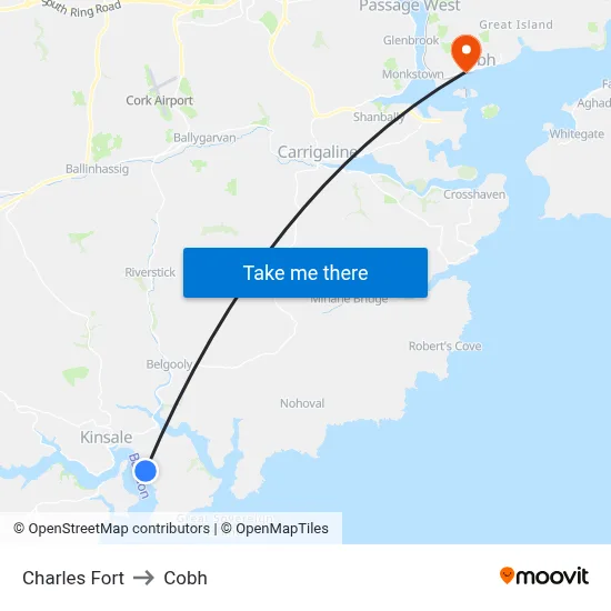 Charles Fort to Cobh map