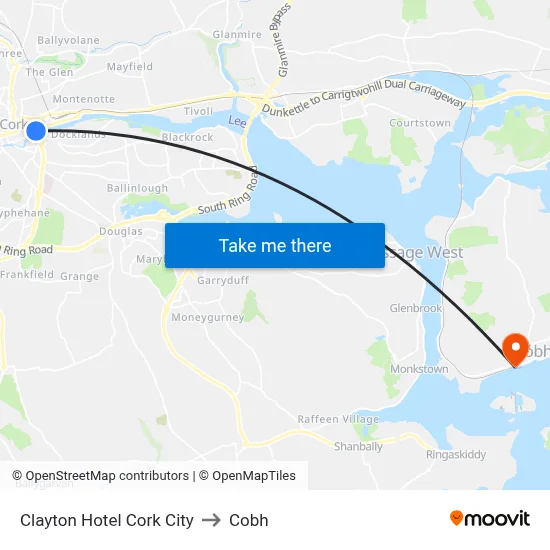 Clayton Hotel Cork City to Cobh map