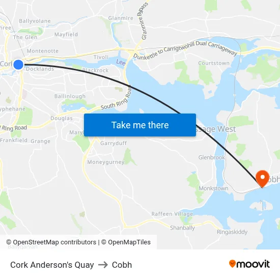 Cork Anderson's Quay to Cobh map