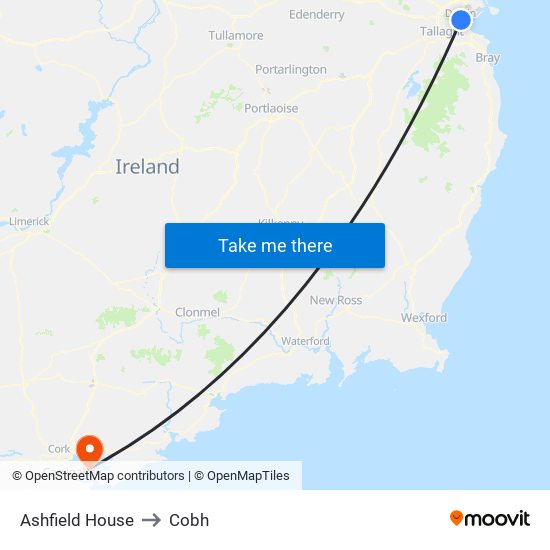 Ashfield House to Cobh map