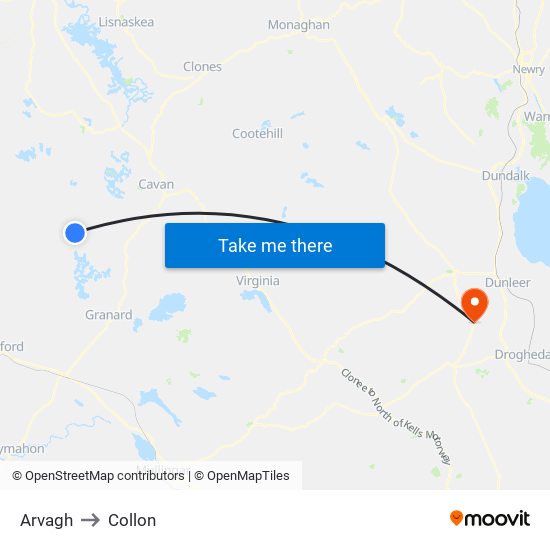 Arvagh to Collon map