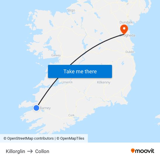 Killorglin to Collon map