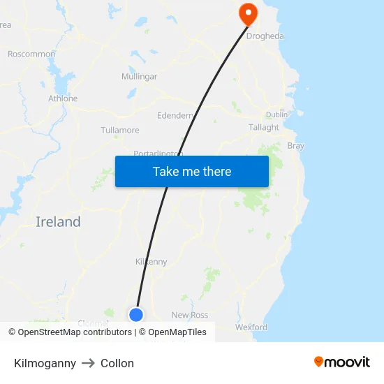 Kilmoganny to Collon map