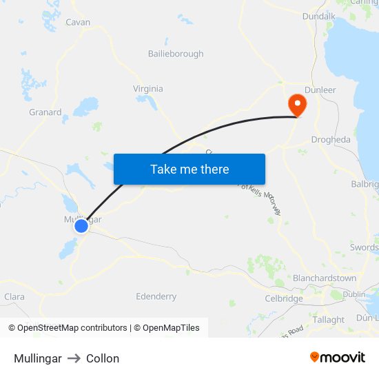 Mullingar to Collon map