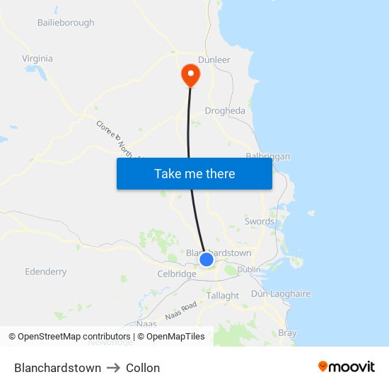 Blanchardstown to Collon map