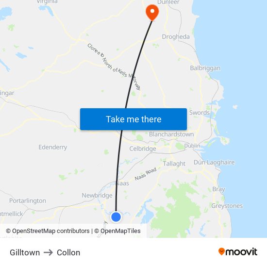 Gilltown to Collon map