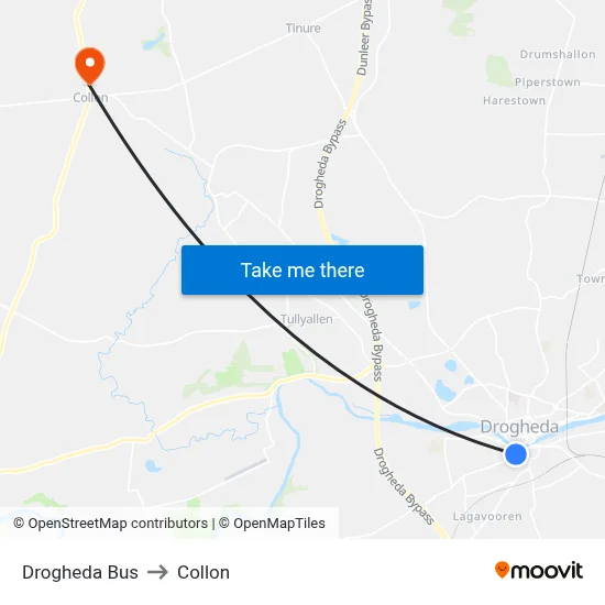 Drogheda Bus to Collon map