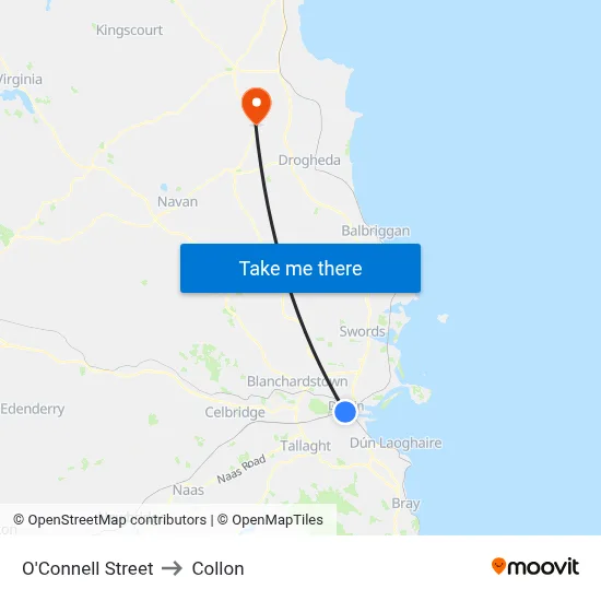 O'Connell Street to Collon map