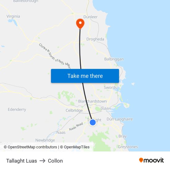 Tallaght Luas to Collon map