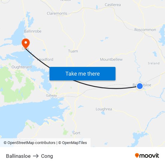 Ballinasloe to Cong map