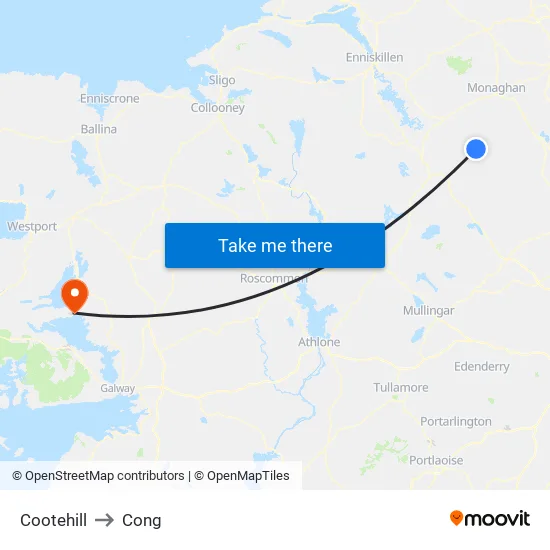 Cootehill to Cong map