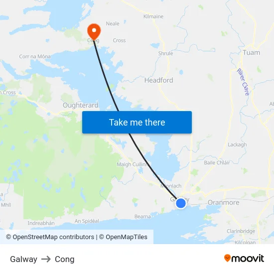 Galway to Cong map
