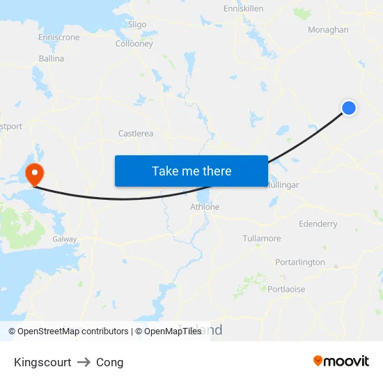 Kingscourt to Cong map