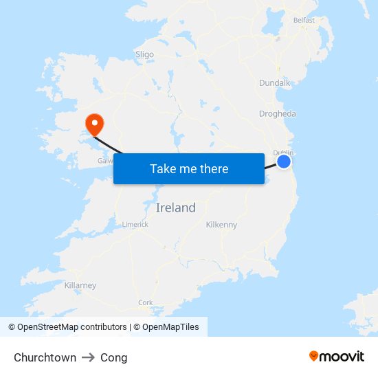 Churchtown to Cong map