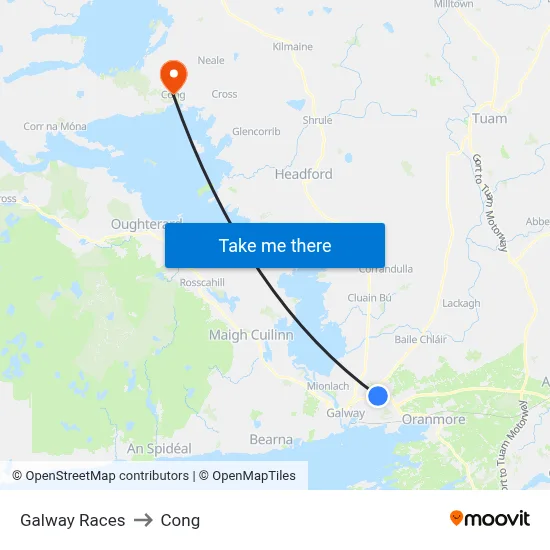 Galway Races to Cong map