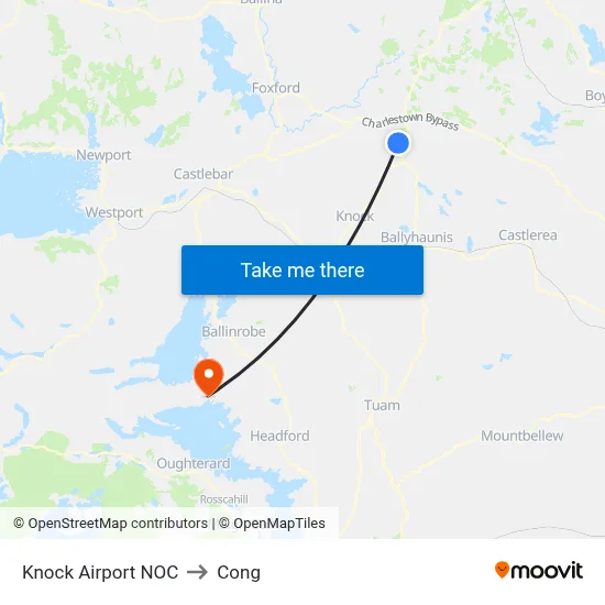 Knock Airport NOC to Cong map