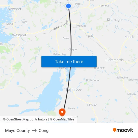 Mayo County to Cong map