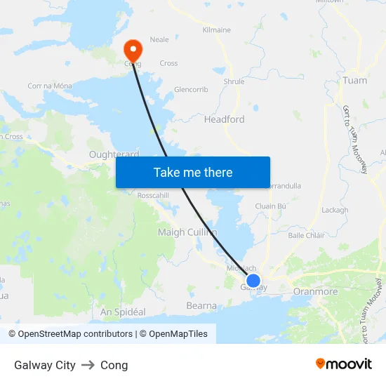 Galway City to Cong map