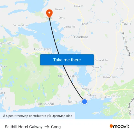 Salthill Hotel Galway to Cong map