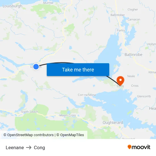 Leenane to Cong map