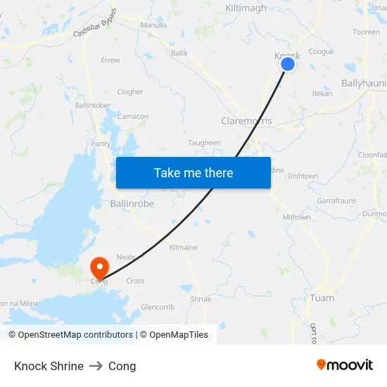 Knock Shrine to Cong map