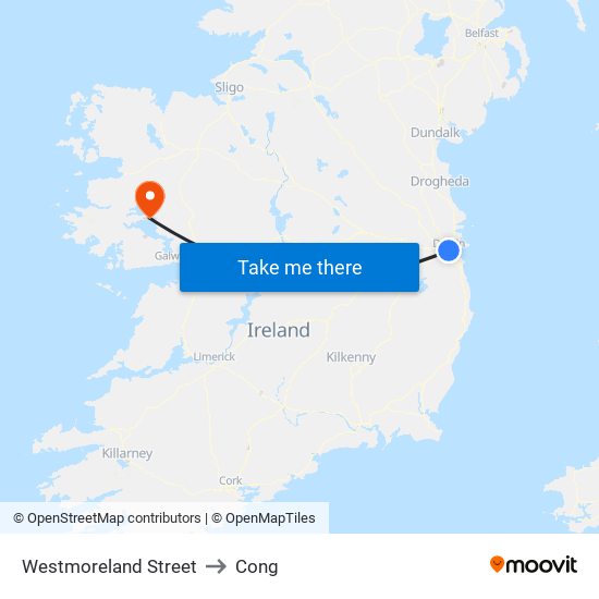 Westmoreland Street to Cong map