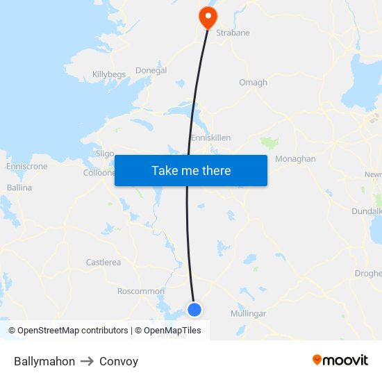 Ballymahon to Convoy map