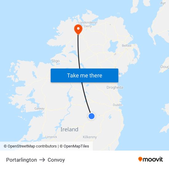 Portarlington to Convoy map