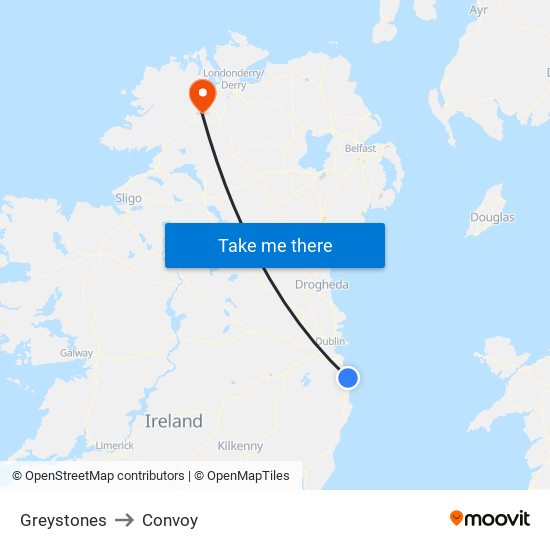 Greystones to Convoy map