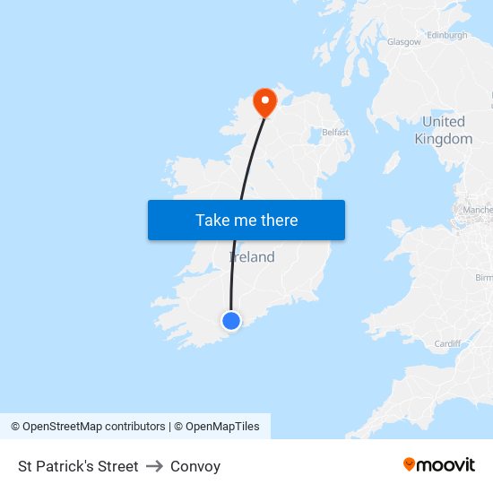 St Patrick's Street to Convoy map