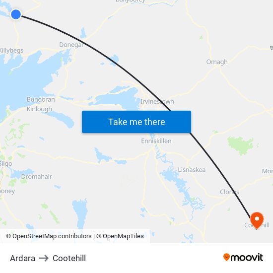 Ardara to Cootehill map