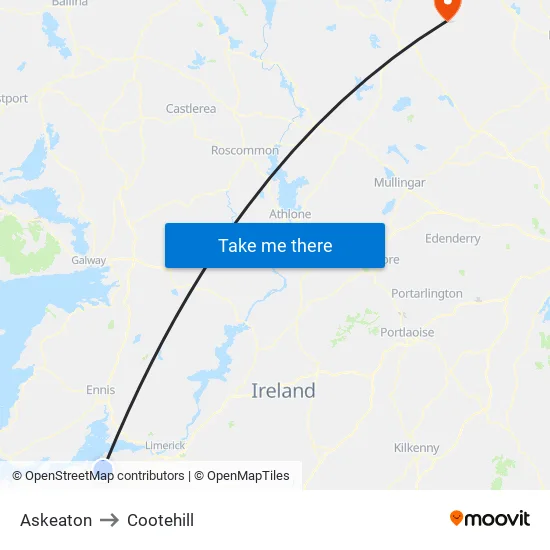 Askeaton to Cootehill map