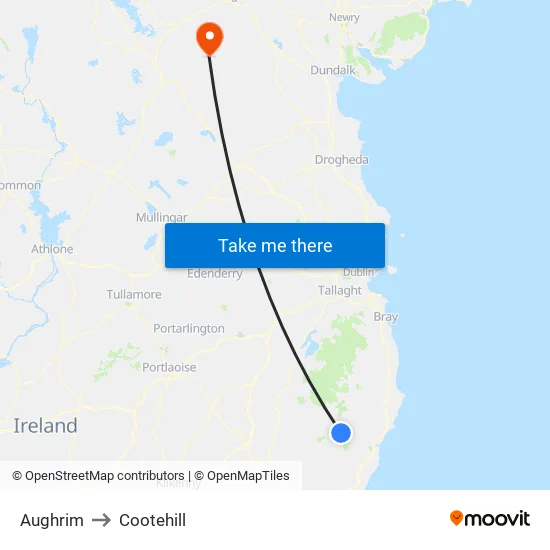 Aughrim to Cootehill map