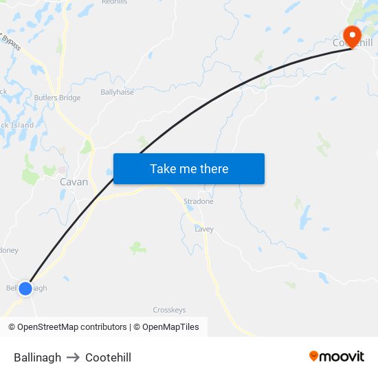 Ballinagh to Cootehill map