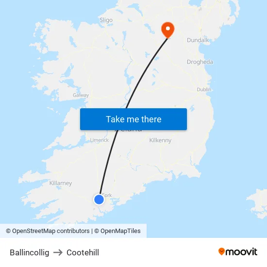 Ballincollig to Cootehill map