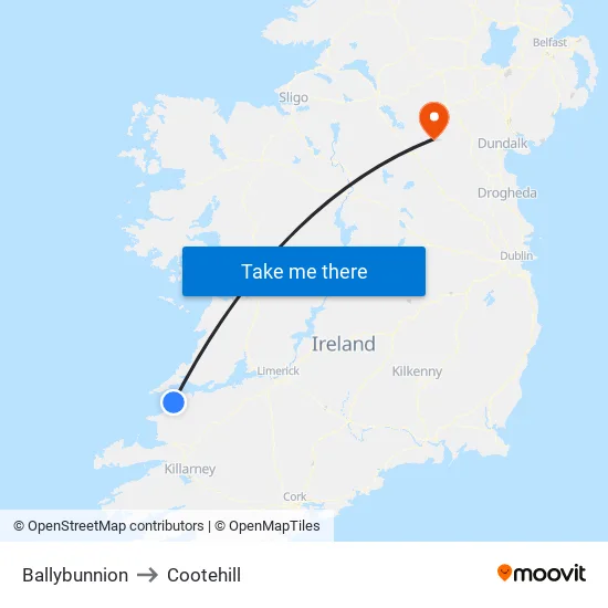 Ballybunnion to Cootehill map