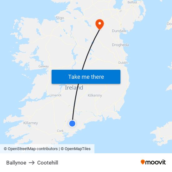 Ballynoe to Cootehill map