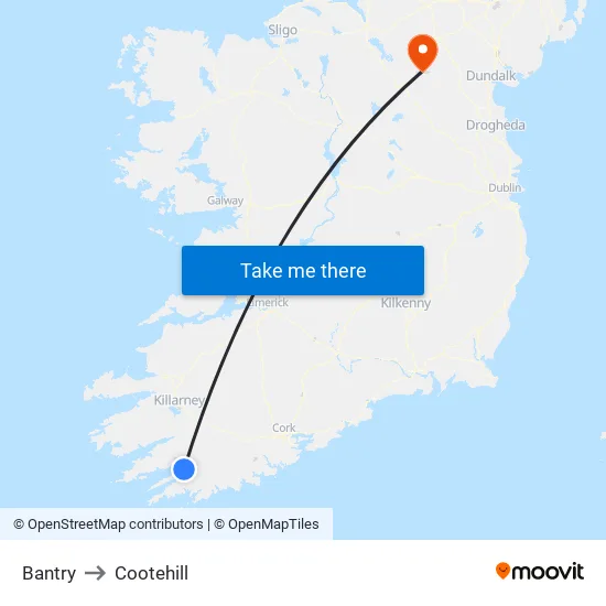 Bantry to Cootehill map
