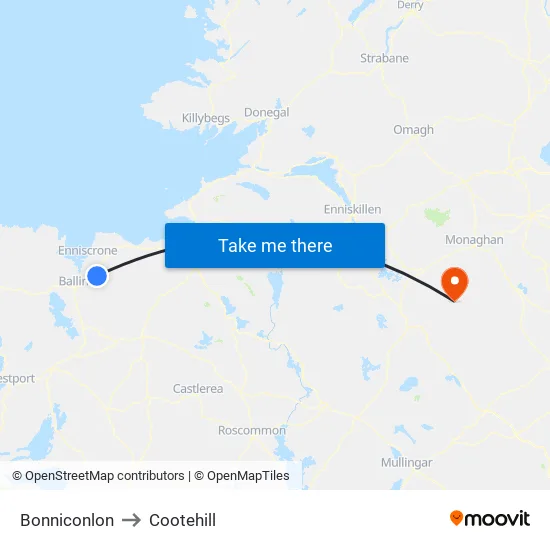 Bonniconlon to Cootehill map