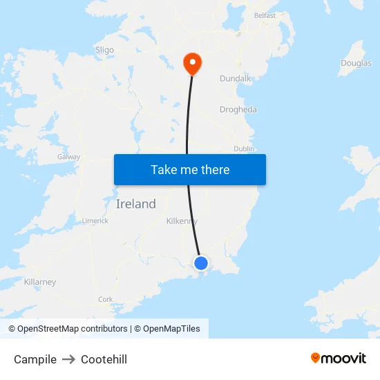 Campile to Cootehill map