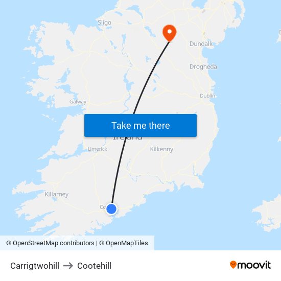 Carrigtwohill to Cootehill map