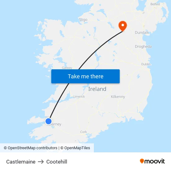 Castlemaine to Cootehill map