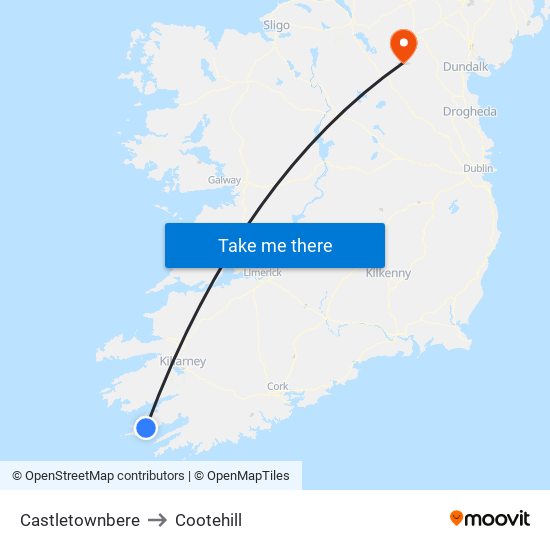 Castletownbere to Cootehill map