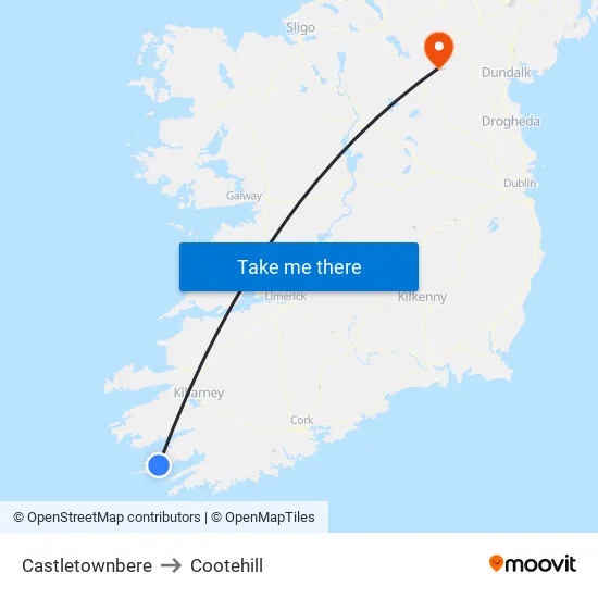 Castletownbere to Cootehill map