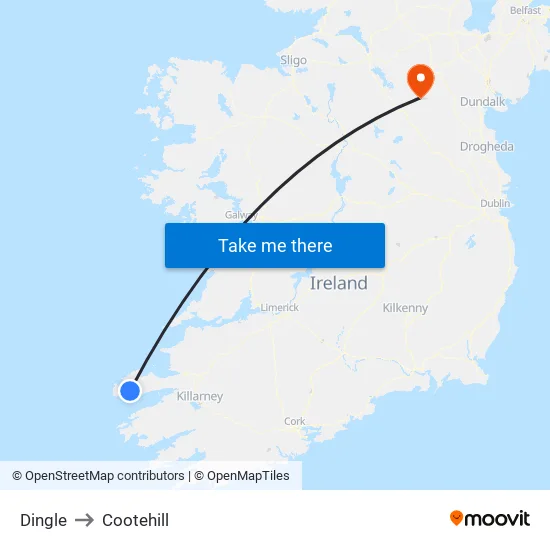 Dingle to Cootehill map