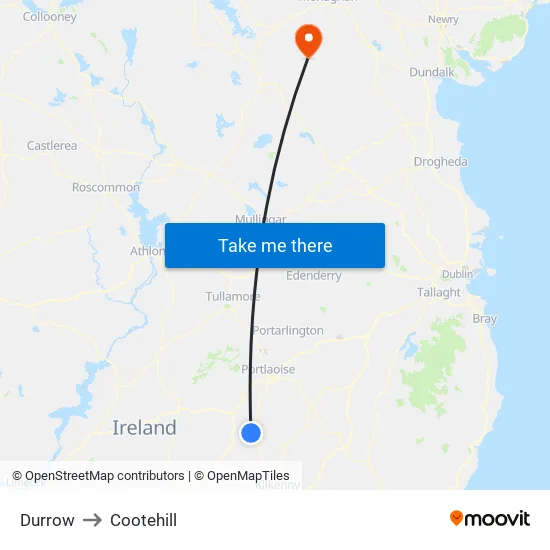 Durrow to Cootehill map