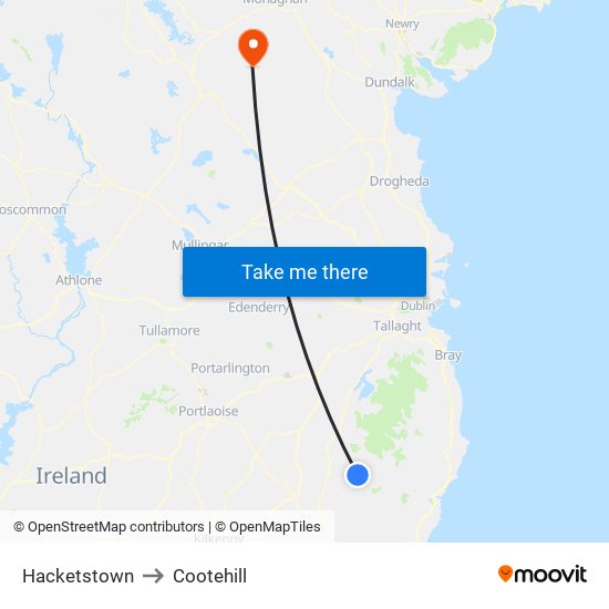 Hacketstown to Cootehill map