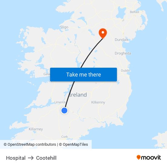 Hospital to Cootehill map