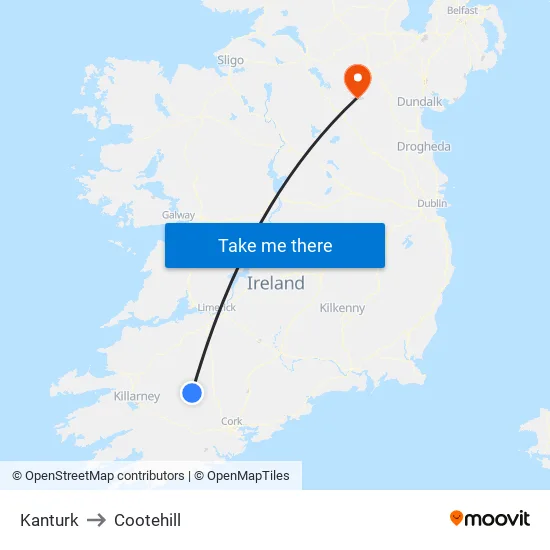 Kanturk to Cootehill map