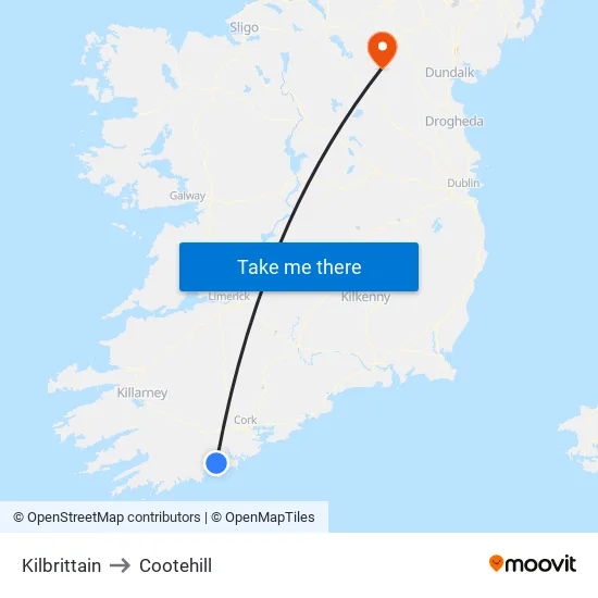 Kilbrittain to Cootehill map
